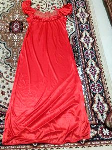 Elegant Red Satin Nightgown