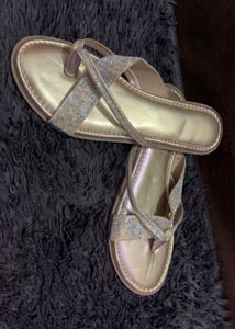 Sparkling Gold Flat Sandals