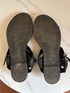 Stylish Black Embellished Flat Sandals