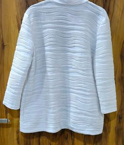 White Textured Knit Cardigan