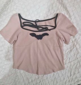 Cute Bat Detail Pink Top