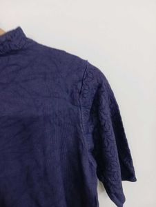 Navy Blue Mock Neck T-shirt