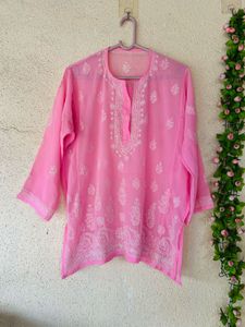 Beautiful Pink Chikankari Kurta