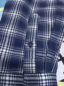 Men's Navy Plaid Long Sleeve Shirt