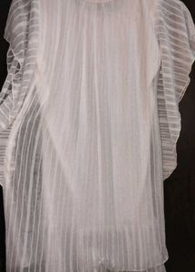 White Sheer Sleeve Tunic with Floral Print