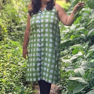 Green Checkered Kurta