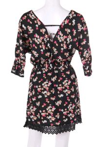 Floral Print Mini Dress with Lace Trim