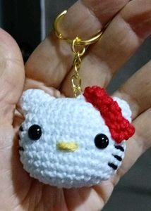 Cute Crochet Hello Kitty Keychain