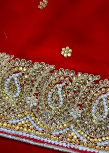Hot Red Colour Saree With Blouse