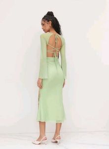 Light Green Floral Mesh Dress