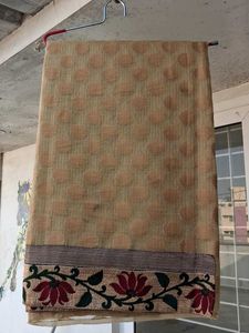 Elegant Beige Saree with Polka Dots