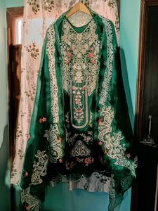 Embroidered Green Kurta Set