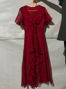 Elegant Red Ruffle Dress