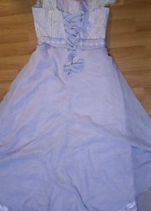 Elegant Lilac Lace Corset Gown