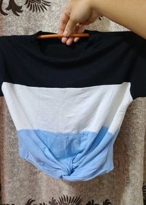 Chic Color Block Twist Crop Top