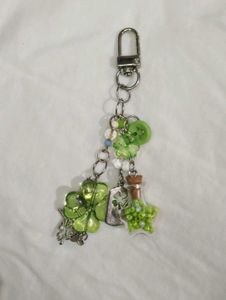 trendy Cute Green Lucky clover Charm Keychain