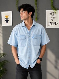 Light Wash Denim Short Sleeve Shirt