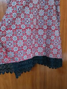 Beautiful Red Flora Short Kurti