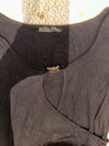 Chic Black Ruched Tunic Top