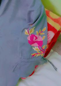 Embroidered Grey Kurta