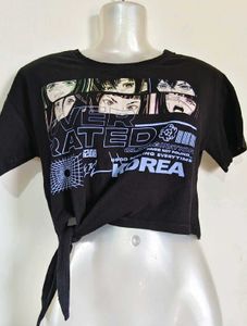 Y2K Oversized Graphic Tie-Front Top