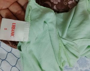 Light Green Button-Up Crop Top