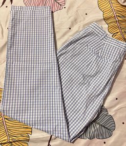 Blue and White Gingham Pants