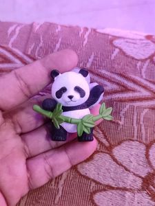 Cute Panda Figurine with Bamboo