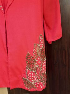 Elegant Pink Embellished Top &amp; Jacket