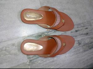 Elegant Ethnic Tan Slip-On Flats for Women
