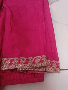 Vibrant Pink Kurta Set with Gold Embellishments