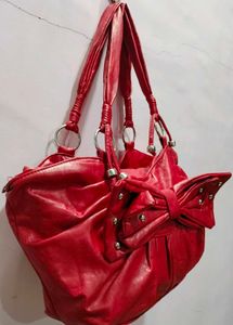 Chic Red Bow Shoulder Bag