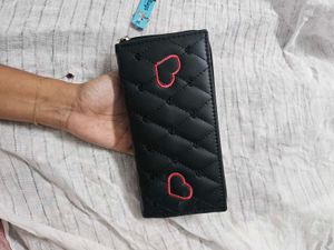 Chic Black Quilted Heart Wallet