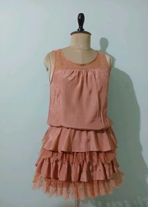 Chic Rose Ruffled Lace Dress
