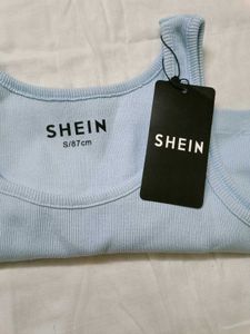SHEIN Baby Blue Ribbed Tank Top