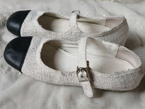 Chic Tweed Mary Janes with Black Cap Toe