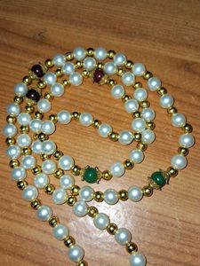 Elegant Pearl & Gold Beaded Bracelet Set