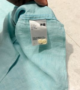 Uniqlo 100% Linen Ocean Blue Shirt