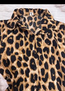 Leopard Print Button-Up Shirt