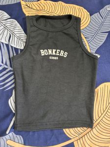 Graphic Print Ribbed Tank Top