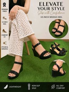 Sparkling Black Wedge Heels