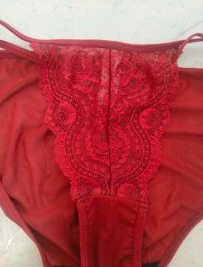Red Lace Trim Briefs