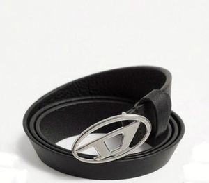 Diesel Black Leather Belt with Silver Buckle