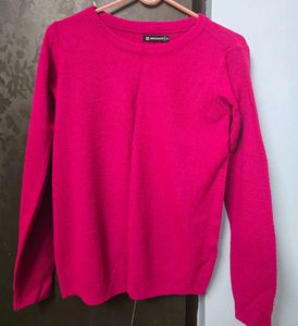 Vibrant Pink Textured Knit Sweat shirt