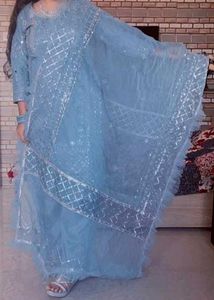 Blue Embroidered Kurta Set