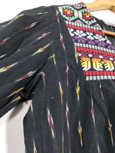 Rena Black Printed V Neck Tunic (Women's)