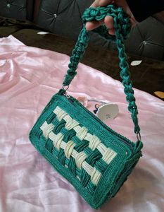 Green Woven macrame bag