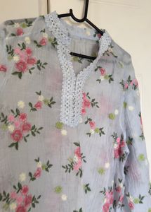 Floral embroidered Sheer Shirt