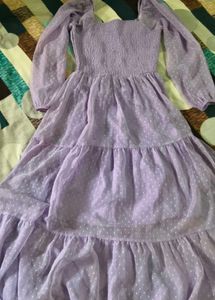 Purple Polka Dot Tiered Maxi Dress