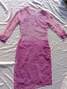 Tie Dry Lavender Chikankari Mirror Work Kurti